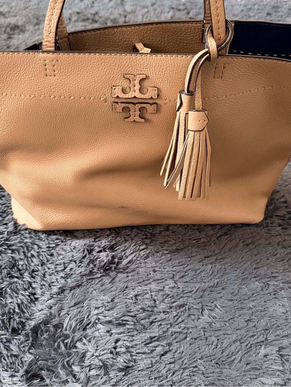 Tory Burch Beige Leather Tote with Tassel
